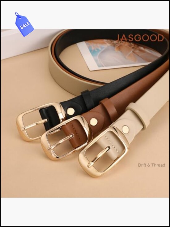 3-Pack Faux Leather Belts for Women Fashion Casual Plus Size Waist Belt with main image 7